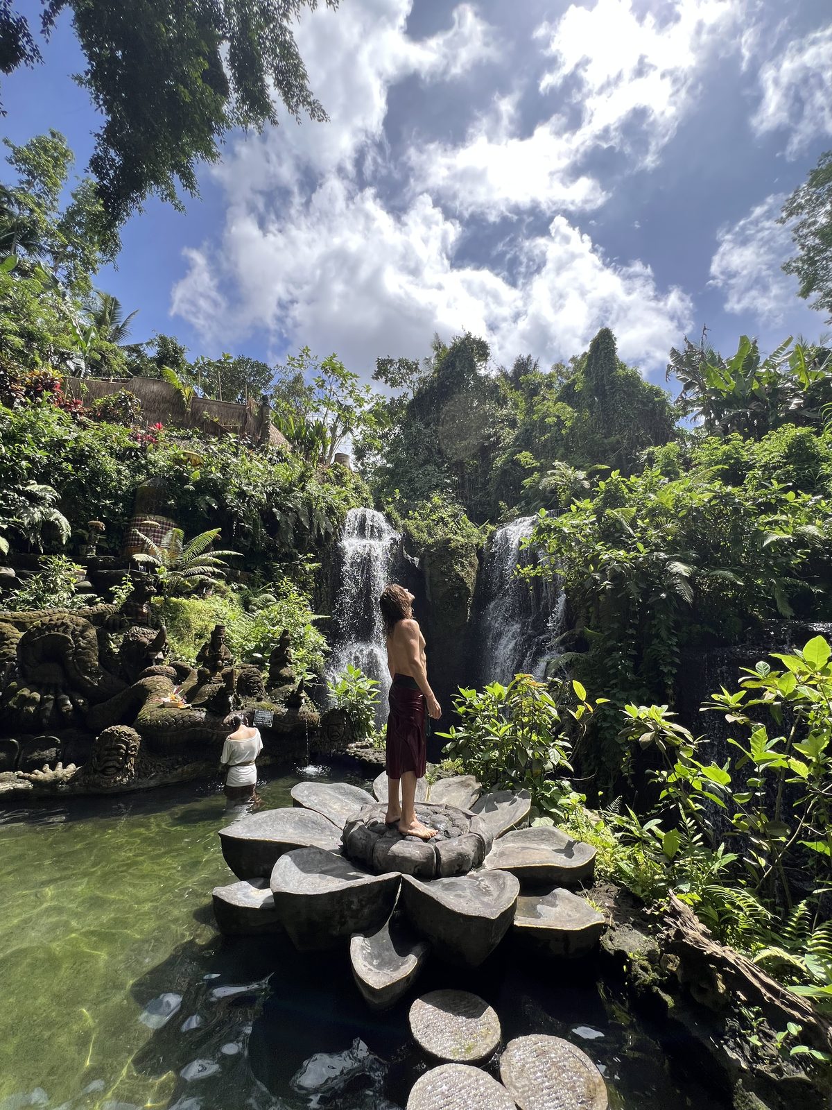 David at Bali waterfall temple